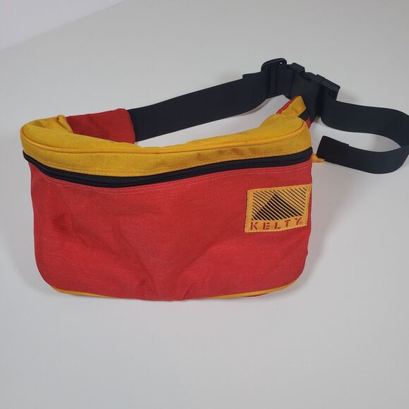 Vintage Kelty Oversized Fanny Pack Unisex Red Yellow Daypack Camping Hiking - Picture 1 of 8